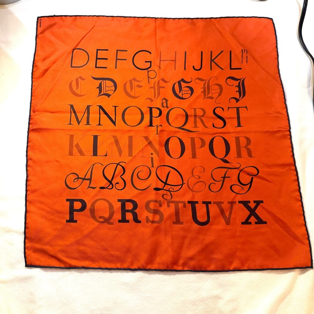 Hermes Paris 'Littérature' 100% Silk Vintage Rolled Edge Pocket Square